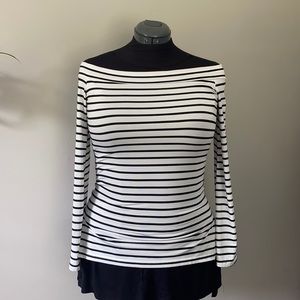 Stripe boat neck shirt